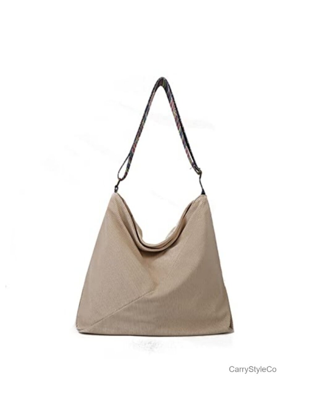 Large Corduroy Tote Bag Hobo Shoulder Bag Multi Pocket Adjustable Strap